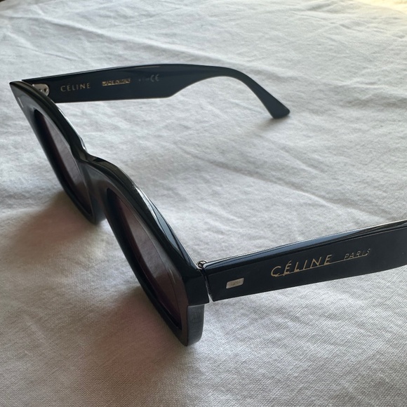 Celine CL40057I Wayfarer Sunglasses black acetate with purple lenses gold hinges - Picture 10 of 12